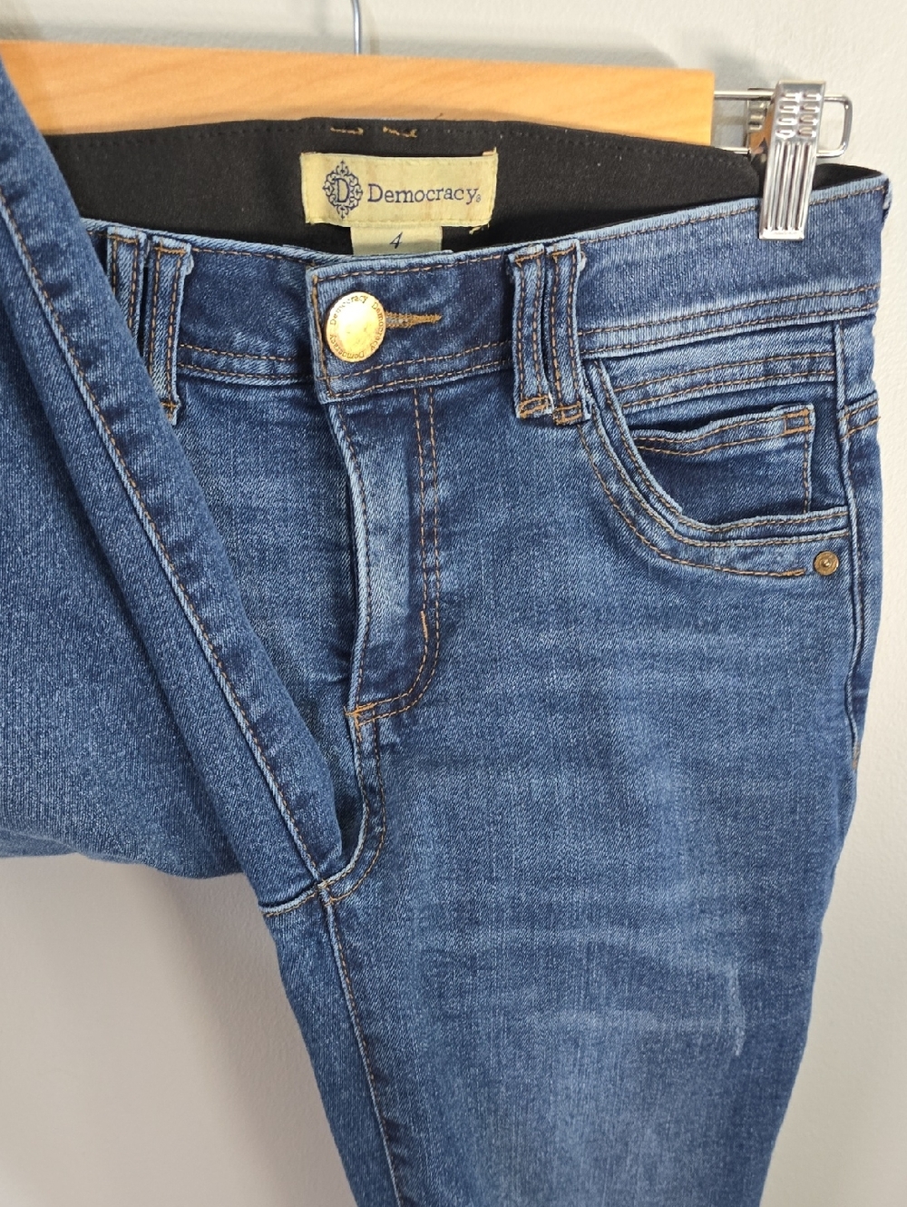 Democracy Jeans Women's Size 4 Blue Distressed Skinny Jeans Raw Cut Frayed Hem - Picture 5 of 16